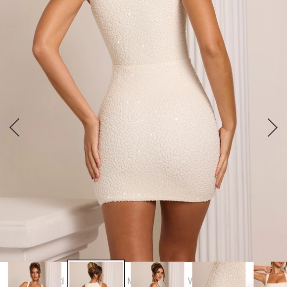 Embellished Square Neck Mini Dress in White - Picture 2 of 6